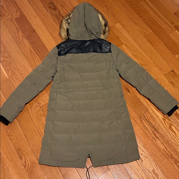 Vince Camuto Olive Puffer Coat with Faux Fur Hood - Picture 10 of 15